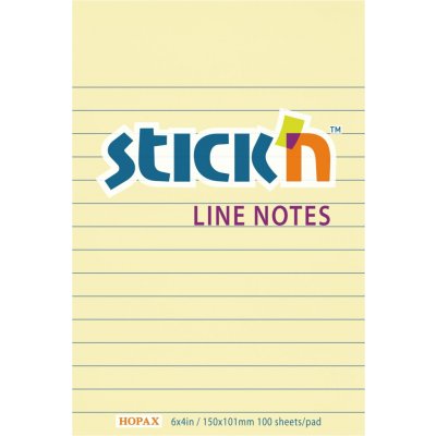 Bloček samolepicí Stick'n Hopax, 150x101 mm, linkovaný, žlutý, 100 lístků – Zboží Dáma