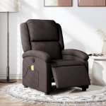 Shumee elektrické masážní polohovací křeslo tmavě hnědé textil – Zboží Dáma
