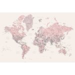 Mapa Detailed watercolor world map in dusty pink and cream, Madelia, Blursbyai, 40 × 26.7 cm – Zboží Dáma
