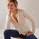 Propínací svetr s perleťovými knoflíčky režná – Zboží Dáma