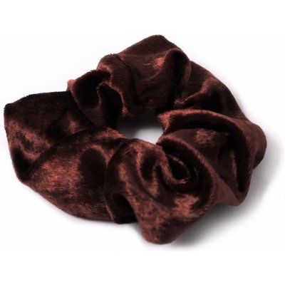 Sametová gumička na vlasy, scrunchie Barva: hnědá