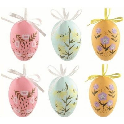 Velikonoční vejce plastová Květiny 6 cm na zavěšení, 6 ks v sáčku – Sleviste.cz