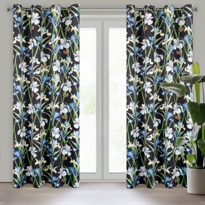 Takoy Sametový závěs MAJA s motivem barevných kosatců-HF-384332 | 140 x 250 cm – Hledejceny.cz