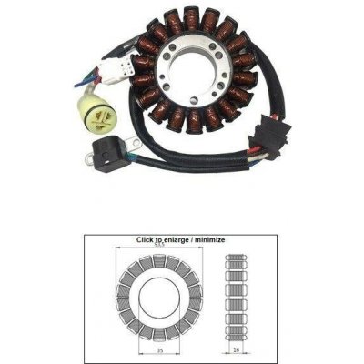 DZE stator (vinutí) alternátoru YAMAHA YFM 250 BRUIN 05-06; YFM 250 BIG BEAR 07-09; YFM 250 BEAR TRACKER 01-05; YFM 660 raptor 01-05 (OEM-5LP-81410-00-00;1P0-H1410-00-00) – Hledejceny.cz