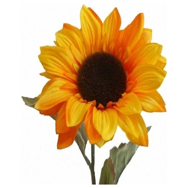 Květina Umělá slunečnice s flokovaným stonkem a listy