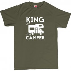 King of the camper obytné auto pánské tričko s potiskem 401 zelená olive bílá