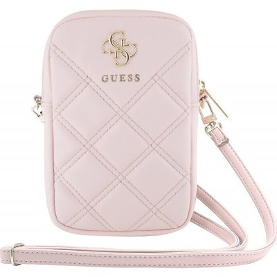 Guess PU Quilted 4G Metal Logo Wallet Phone Bag Zipper růžové – Zboží Živě