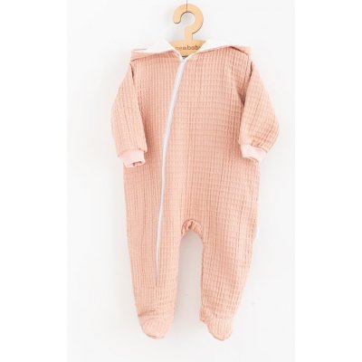 Kojenecký mušelínový overal s kapucí New Baby Comfort clothes růžová – Zboží Mobilmania