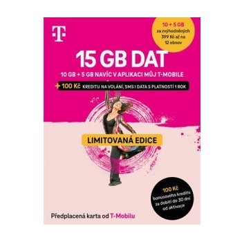 PŘEDPLACENÁ T-MOBILE TWIST SIM KARTA - 15GB (10GB+5GB)- kredit 100 Kč 8595108709600