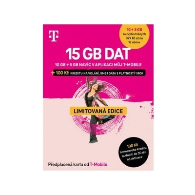 PŘEDPLACENÁ T-MOBILE TWIST SIM KARTA - 15GB (10GB+5GB)- kredit 100 Kč 8595108709600