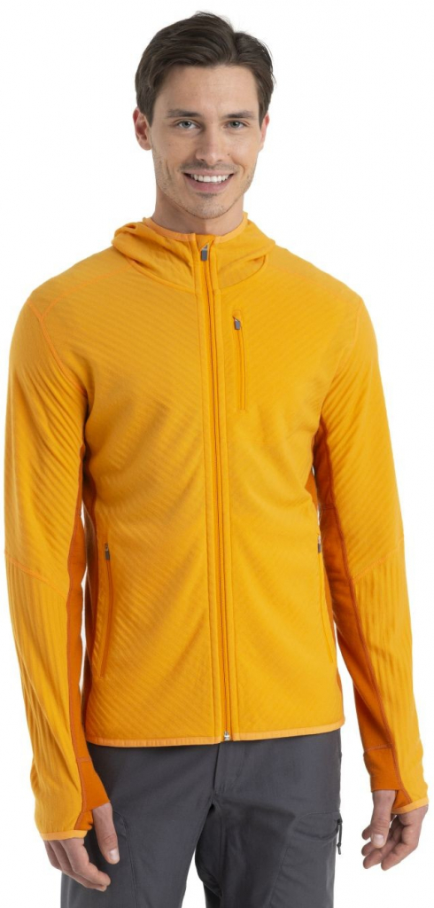 ICEBREAKER Mens Descender LS Zip Hood Solar/Earth