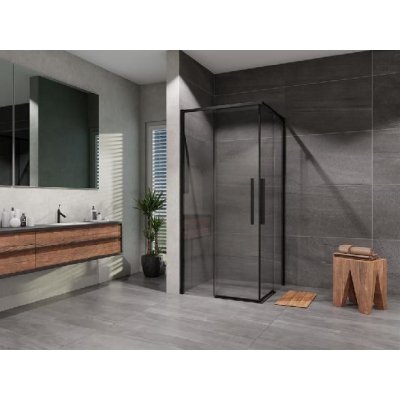 Lansanit LitLUX Slim Alvaro - Sprchový kout Black Line, 900x900 mm, matná černá/čiré sklo CZD99-B – Sleviste.cz