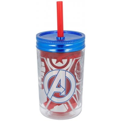 Stor plastový termo pohár se šroubovacím víčkem a brčkem Avengers 13223 370 ml – Zboží Mobilmania