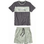 Mustang pánské bavlněné pyžamo šedá/ zelená tričko + šortky – Zboží Dáma
