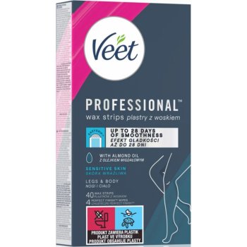 Veet Easy-Gel Obličej depilační voskové pásky pro citlivou pokožku 40 ks