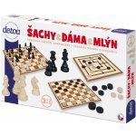 Šachy,dáma, mlýn dřevěné figurky a kameny společenská hra – Hledejceny.cz