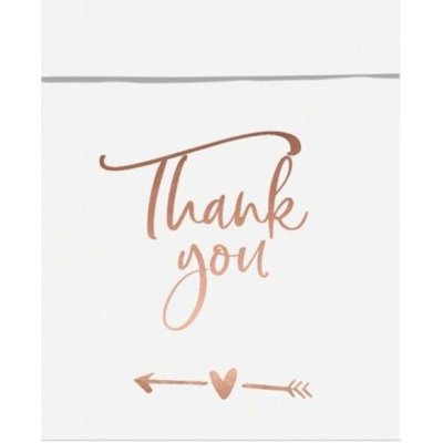 Partydeco SACEK NA SLADKOSTI Thank you bílé/růž.zlato 13x14cm, 6ks – Zboží Dáma