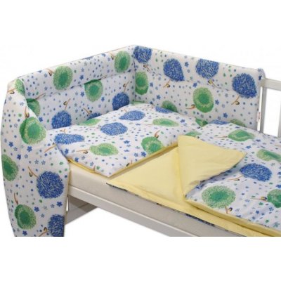 Baby Nellys Mamo-Tato 3dílná sada s mantinelem Pampelišky modré 120 x 90 cm – Hledejceny.cz