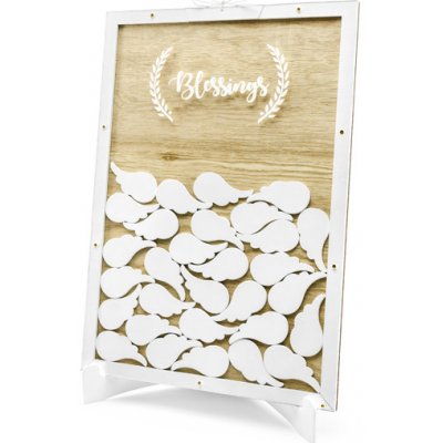 PartyDeco Dřevěná kniha hostů, Křtiny, andělská křídla 27,5x39,5cm – Zboží Dáma