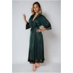 Dlouhý saténový župan Sumatra zelený – Sleviste.cz