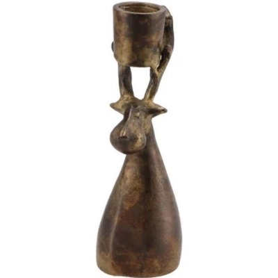 Mosazný antik kovový svícen na úzkou svíčku sob Debra - 9*8*9 cm - daan kromhout – Zboží Dáma