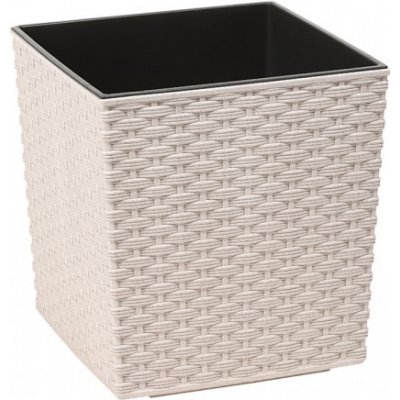 Nohel Garden obal na květník JUKA RATTAN ECO plastový 25 x 25 x 26 cm Bílá – Zboží Mobilmania