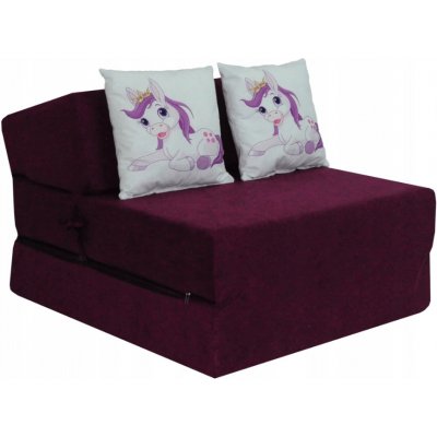 Fimex Dětské rozkládací křeslo Kids Poník 70 x 200 x 15 cm vínová – Zboží Dáma