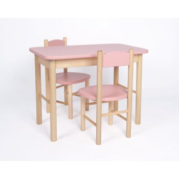 Set stolečku a židliček OURBABY dusty pink set 1x stůl + 1x židle
