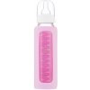 Láhev a nápitka EcoViking Kojenecké láhev skleněná úzká silikonový obal růžový 240ml