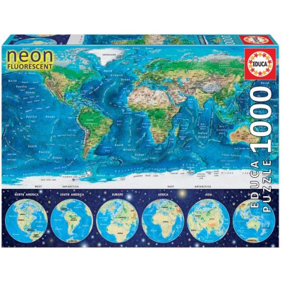 Educa 16760 NEON Series Neon World map 1000 dílků