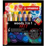 STABILO woody Pastelka vodovka & voskovka v jednom 3 v 1 ARTY 6 ks pouzdro s ořezávátkem – Hledejceny.cz