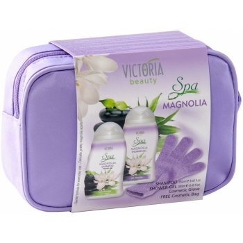 Victoria Beauty Spa Magnolia šampon 250 ml + sprchový gel 250 ml masažní rukavice + kosmetiká taška dárková sada