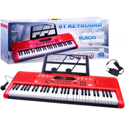 Mamido Klávesy keyboard s mikrofonem 61 kláves červené – Zboží Mobilmania