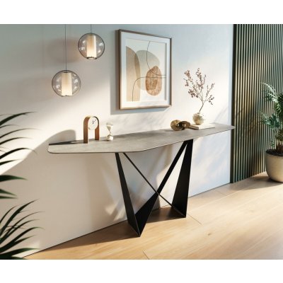 Delife Edge polygonální 180×50 cm keramika beton šedá Spios kov černý – Zboží Dáma