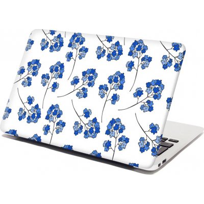 Sablio Samolepka na notebook Modré kvítí - 38x26 cm – Zboží Živě