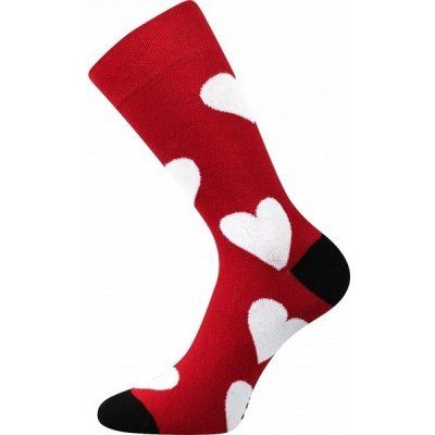 Lonka SRDCE veselé barevné ponožky 1pár EXTRA Červená