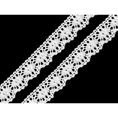 Bavlněná krajka paličkovaná šíře 22 mm, střední, 2 bílá – Sleviste.cz