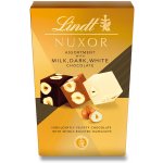 Lindt Nuxor Mléčná, hořká a bílá čokoláda s celými a mletými jádry lískových ořechů 150 g – Sleviste.cz