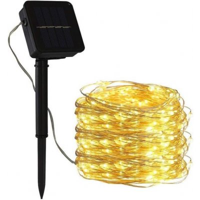 Solar-12 02 Solární vánoční osvětlení flexibilní drát 10 metrů 100x LED teplá bílá – Zboží Mobilmania