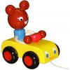 Dřevěná hračka Miva Vacov tahací autu s medvědem