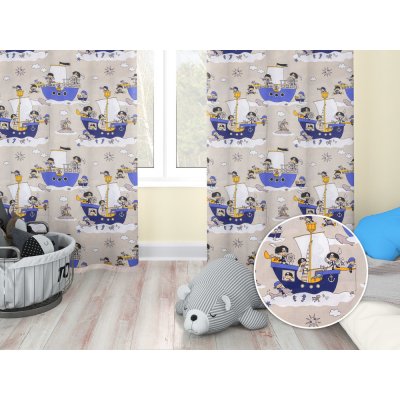 Biante Dětský bavlněný závěs Sandra SA-022 Piráti na moři 150x140 cm – Zboží Mobilmania
