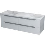 SAPHO WAVE dvojumyvadlová skříňka 149,7x50x47,8cm, bílá/dub stříbrný – Zboží Dáma