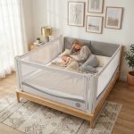 Zábrana na postel Monkey Mum® Premium - 200 cm - světle šedá – Zboží Mobilmania