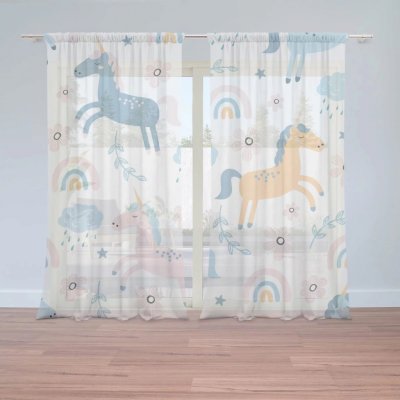 Záclony Duhoví jednorožci: 2 ks - 150x250 cm - Sablio – Hledejceny.cz