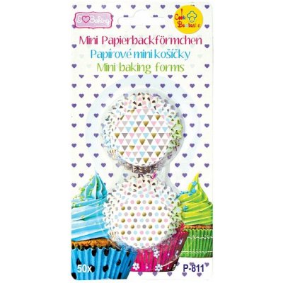 Alvarak papírové košíčky na pralinky Barevné trojúhelníky a kolečka 50ks 3.2x2 cm – Zboží Mobilmania