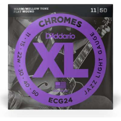 D'Addario ECG24 Chromes Flat Wound Jazz Light 11-50