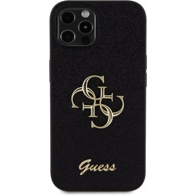 Guess PU Fixed Glitter 4G Metal Logo Apple iPhone 12/12 Pro, černé