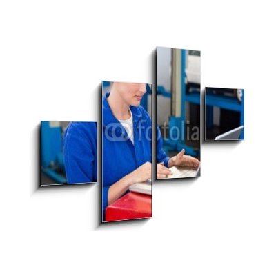 Obraz 4D čtyřdílný - 120 x 90 cm - Mechanic working on a laptop Mechanik pracující na přenosném počítači – Zboží Mobilmania