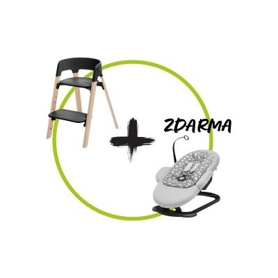 Stokke Steps BLACK / NATURAL Bouncer Deep grey / White – Zbozi.Blesk.cz