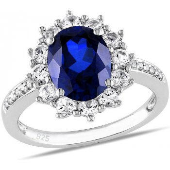 SILVEGO Stříbrný prsten princezny Kate se syntetickým Safírem JJJR0932